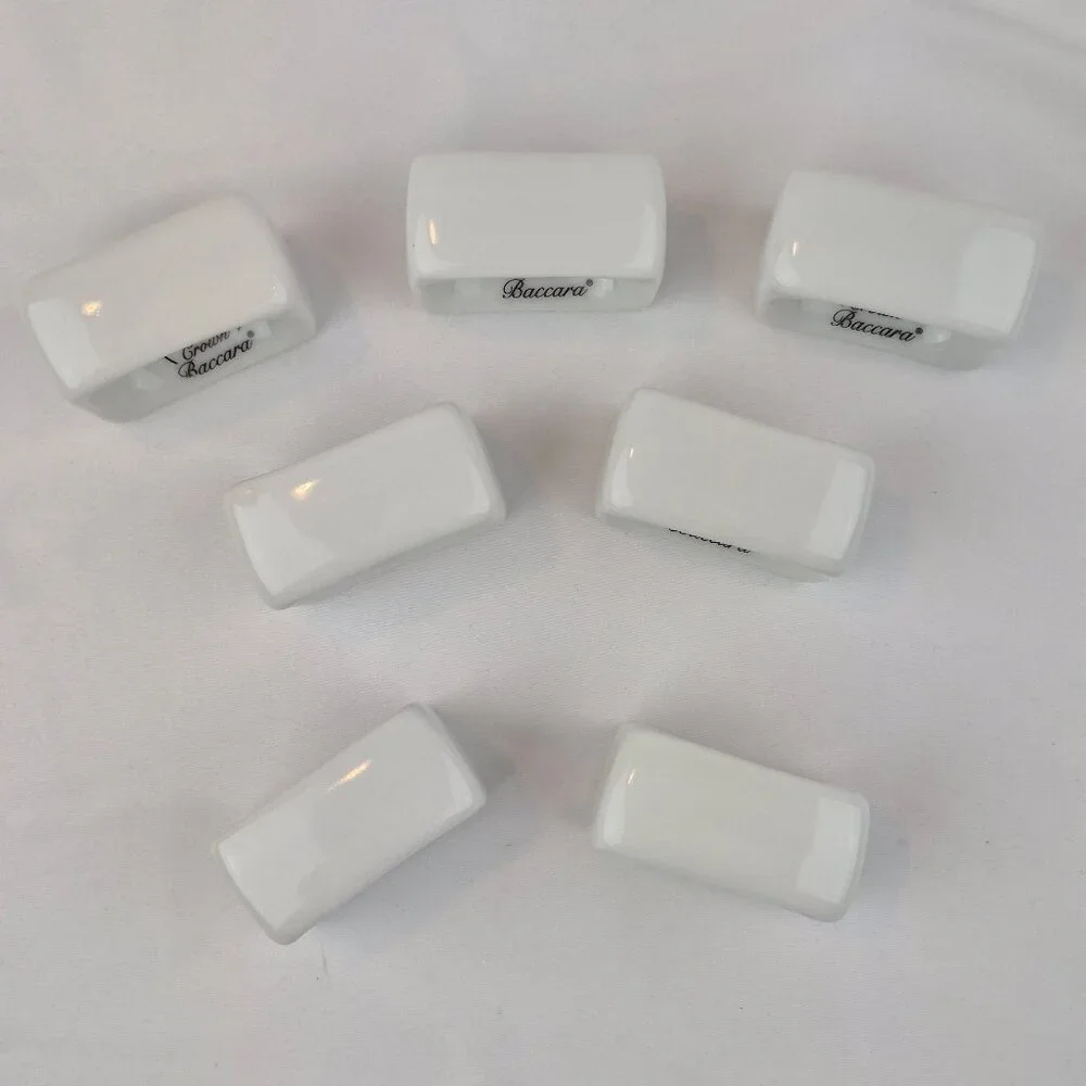 Crown Baccara Napkin Rings Modern Rectangle Porcelain Glossy Finish Set of 7